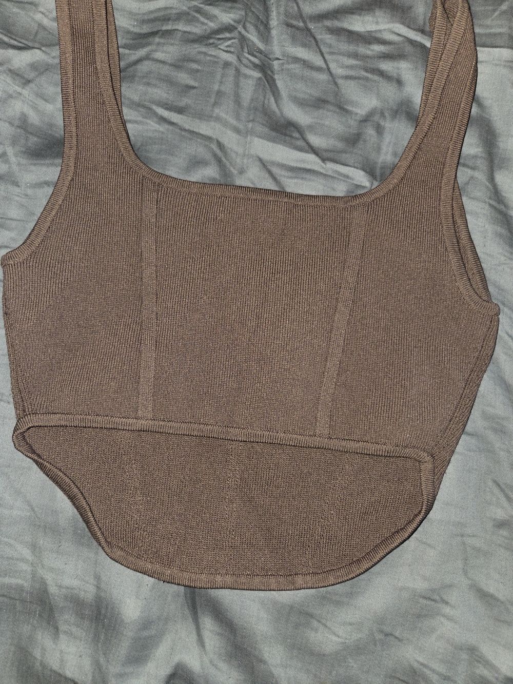 Babaton Brown Ribbed Knit Crewneck Top - Picture 3 of 5